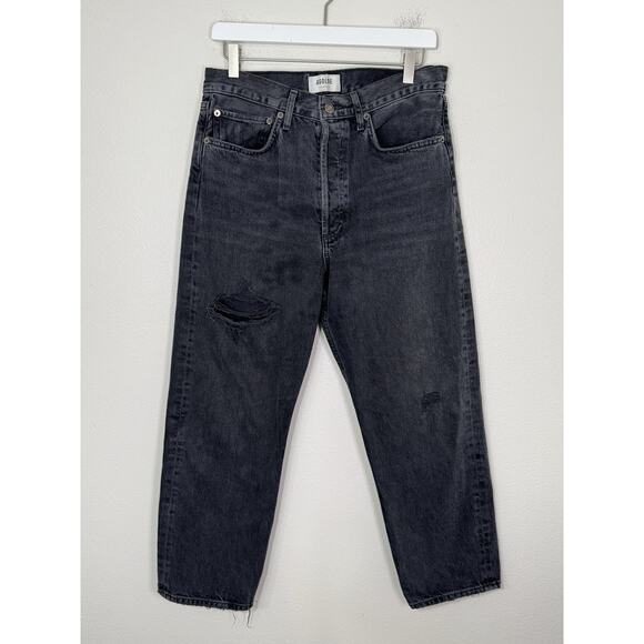 Agolde 90's Crop Jeans Mid Rise Loose Bound Straight Leg Button Fly, 28 - Picture 4 of 11